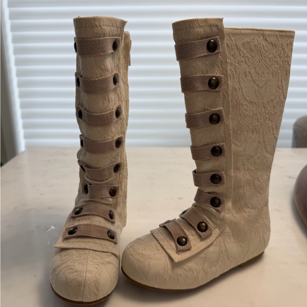 Joyfolie Cream Button-Front Kids Fashion Boots